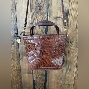 Brahmin Croc Leather Satchel Bag with Strap